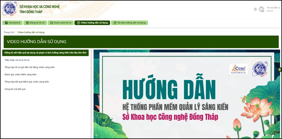 Phần mềm quản lý sáng kiến triển khai tại Sở KH&CN Đồng Tháp